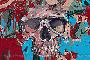 Graffiti skull on fire - vector clip art