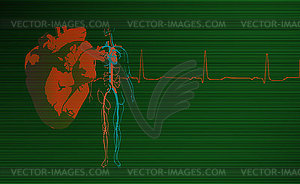 Cardiology background green - vector image