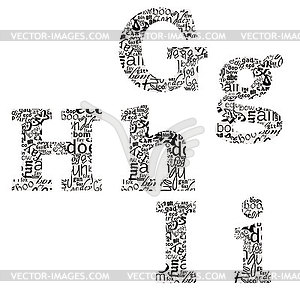 Letters of different fonts - vector image