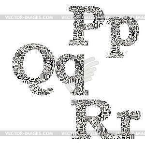 Letters of different fonts - vector image