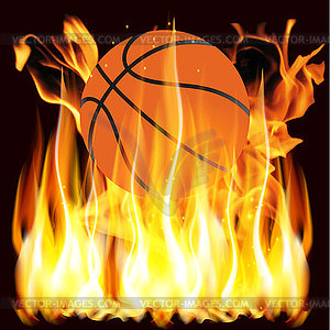 Flames and basketball - vector clipart