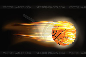 Basketball on fire - vector image