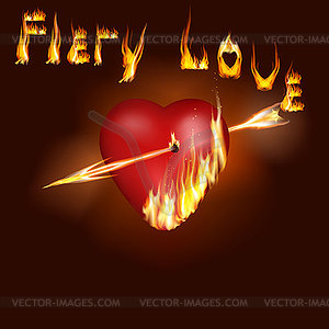 Fiery heart - vector image