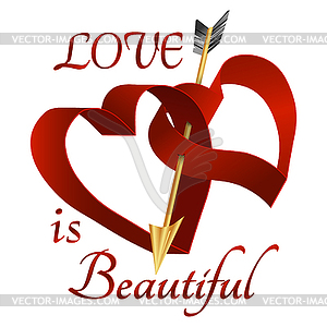 Two heart with an arrow - vector clipart