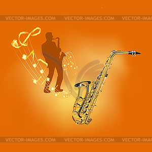 Играть музыкальный инструмент саксофон - векторное изображение