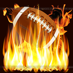 Ball for American football in fire - vector image