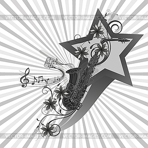 Saxophone image on t-shirt background - vector clipart