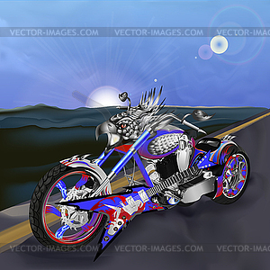 Chopper with an eagles head - stock vector clipart