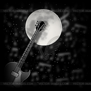 Guitar background of moon - vector image