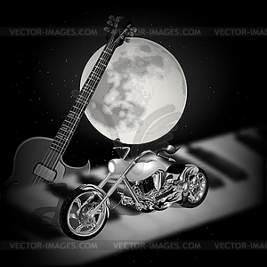 Rock music background with moon - vector clipart