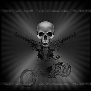 Background biker skull and revolvers - royalty-free vector clipart