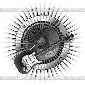 Background with electric guitar and speaker - vector clipart