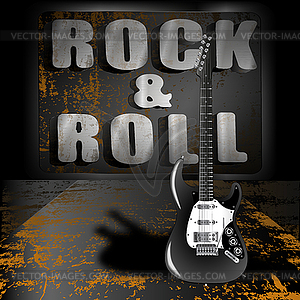 Electric guitar on metal background - vector clipart