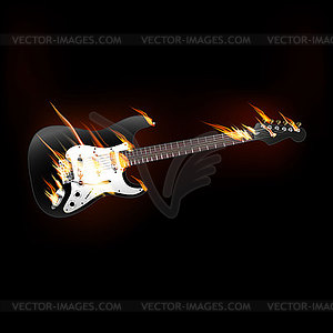 Electric guitar on fire - color vector clipart