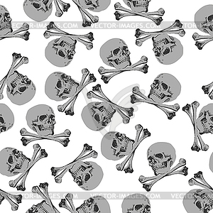 Seamless pattern Jolly Roger skull and crossbones - vector clipart