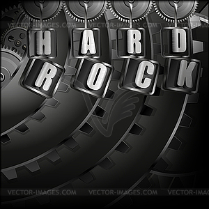Background hard rock with metal mechanism - vector image
