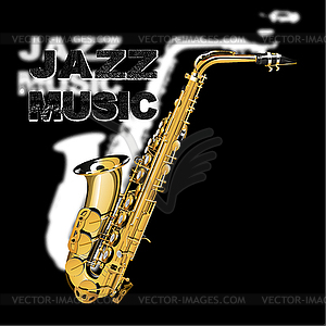 Jazz music on black and white background - vector image