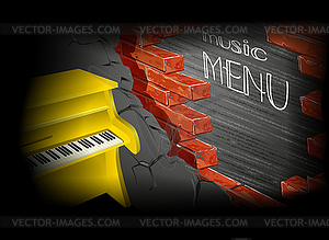 Music menu yellow piano - vector clipart