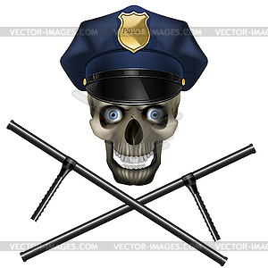 Skull in police cap - vector clipart