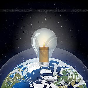 Light bulb in planet earth - vector clip art