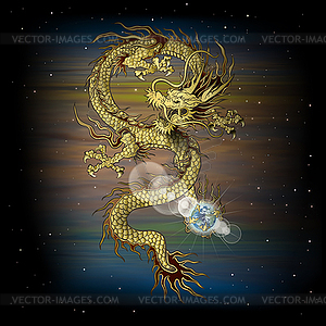 Chinese dragon in space - vector image