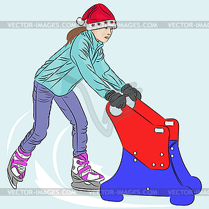  Girl on skates - vector image