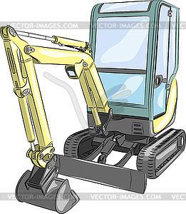 Мини-экскаватор - изображение в векторном формате