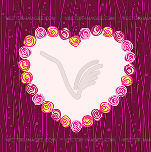 Heart roses frame - vector image