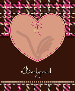 Valentine romantic red heart textile label - vector image