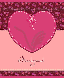 Pink heart textile label - vector clipart