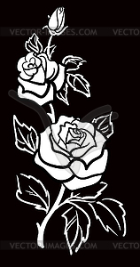 Graphic art of Rose flower with leaves - vector clip art