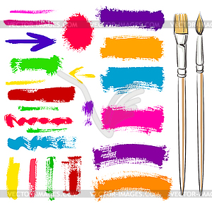 Brushes and grunge painted elements - vector clipart