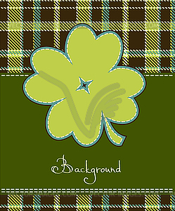 Four leaf clover textile label - vector clip art