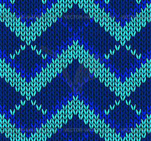 Style seamless blue color knitted pattern - vector image