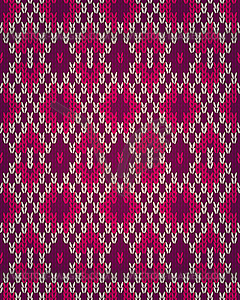 Seamless Christmas Red Knitted Pattern. Style Knit - vector clipart