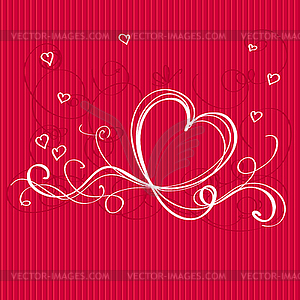 Red Background with Heart White Ribbon. - vector EPS clipart