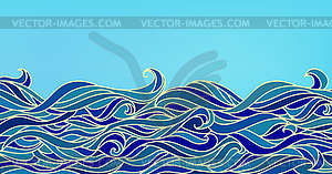 Abstract Waves Background, Blue Colorful - vector clip art