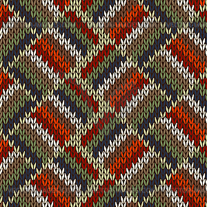 Style Seamless Knitted Pattern. Red Blue Green Whit - vector image