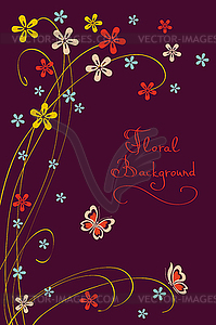 Background with Flowers and Butterflies, Simple - vector image
