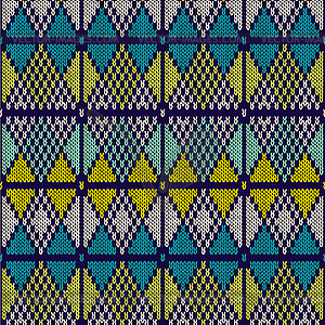 Style Seamless Knitted Pattern.Blue White Yellow - vector image