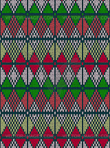 Style Seamless Knitted Pattern.Red Green White Colo - vector image