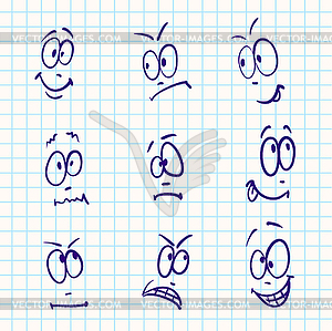 Emotion, set of nine face - vector clipart