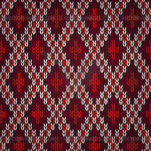 Seamless Red Knitted Pattern - vector image