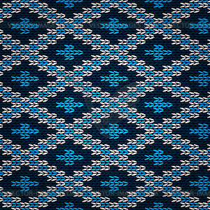 Seamless Blue Knitted Pattern - vector clipart