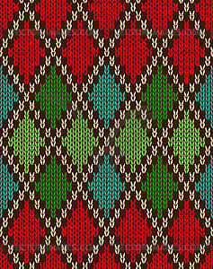 Seamless Christmas Knitted Pattern - vector image