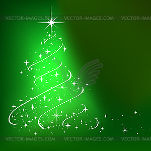 Abstract winter background with stars Christmas tree - vector clipart