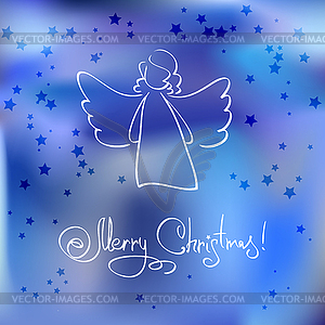 Christmas Card with Angel - vector clipart