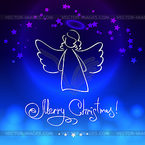 Christmas Card with Angel - vector clip art