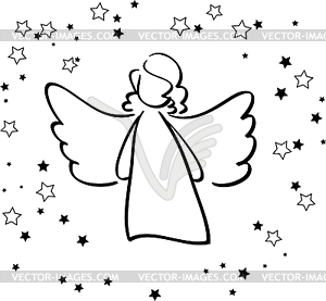 Ангел и звезды - векторное изображение