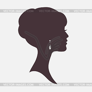 Woman Face Silhouette with Stylish Hairstyle - stock vector clipart